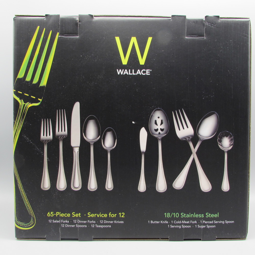 Wallace Continental Bead 18/10 Stainless 65pc. Flatware Set (Service