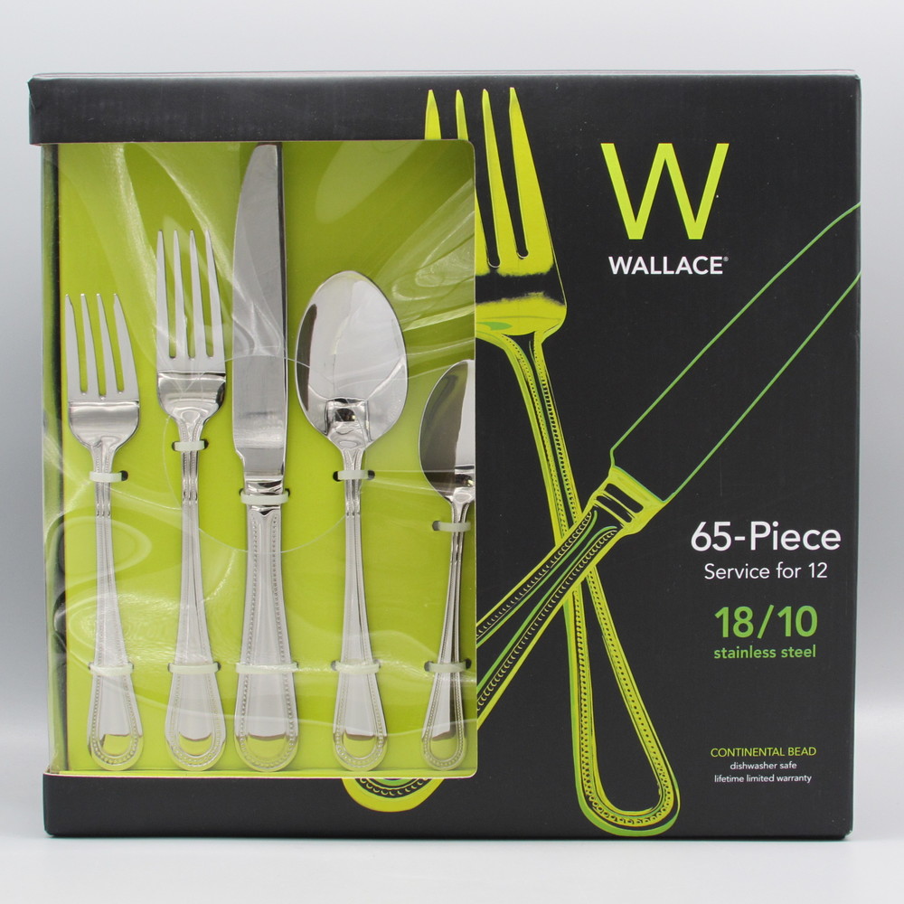 Wallace Continental Bead 18/10 Stainless 65pc. Flatware Set (Service